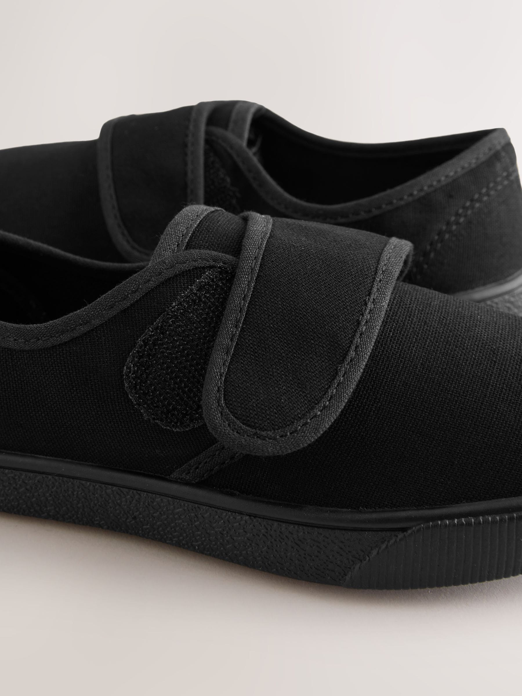 Buy Black Wide Fit (G) Touch Fastening Plimsoll School Shoes from