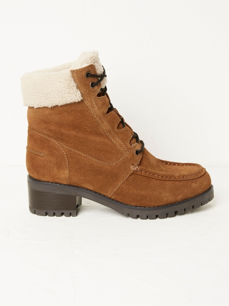 FatFace Brown Tory Apron Ankle Heel Boots - Image 1 of 4
