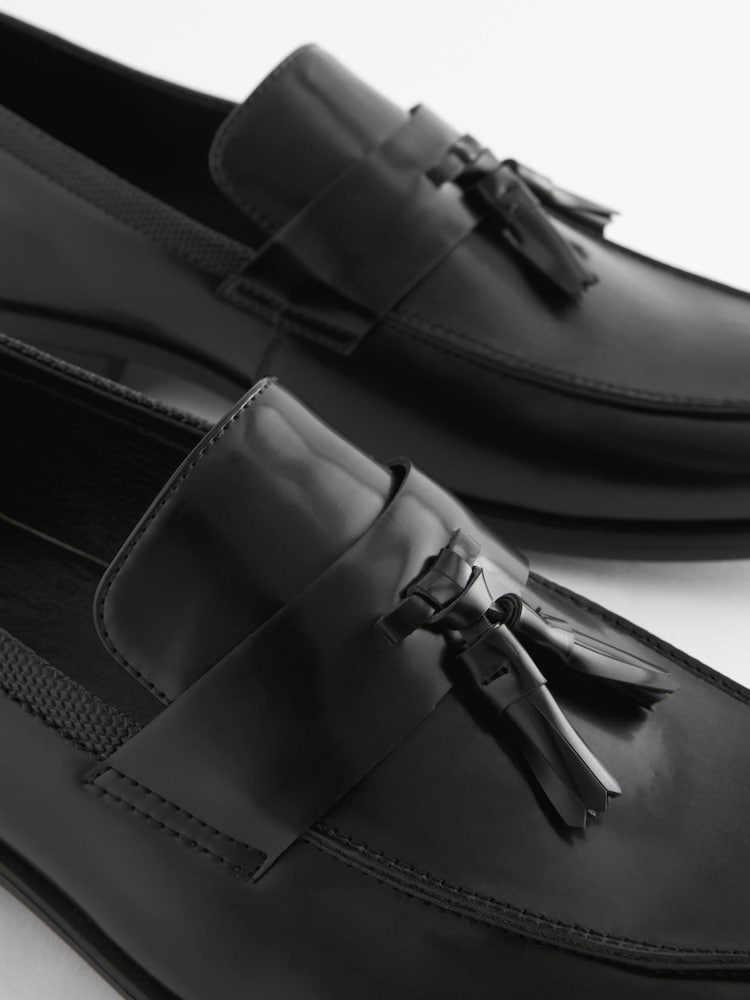 Czarny - High-Shine Tassel Loafers - Image 6 of 7