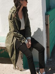 Khaki Green Lightweight Shower Resistant Parka Jacket - Image 2 of 6