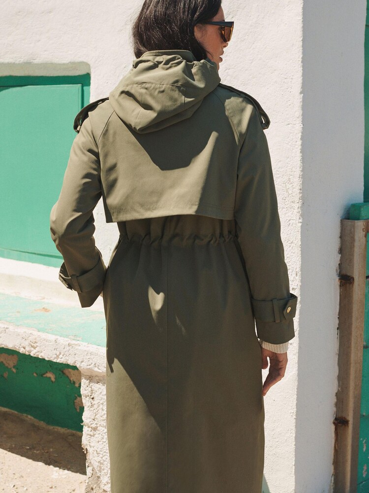 Khaki Green Lightweight Shower Resistant Parka Jacket - Image 3 of 6
