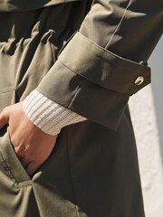Khaki Green Lightweight Shower Resistant Parka Jacket - Image 4 of 6