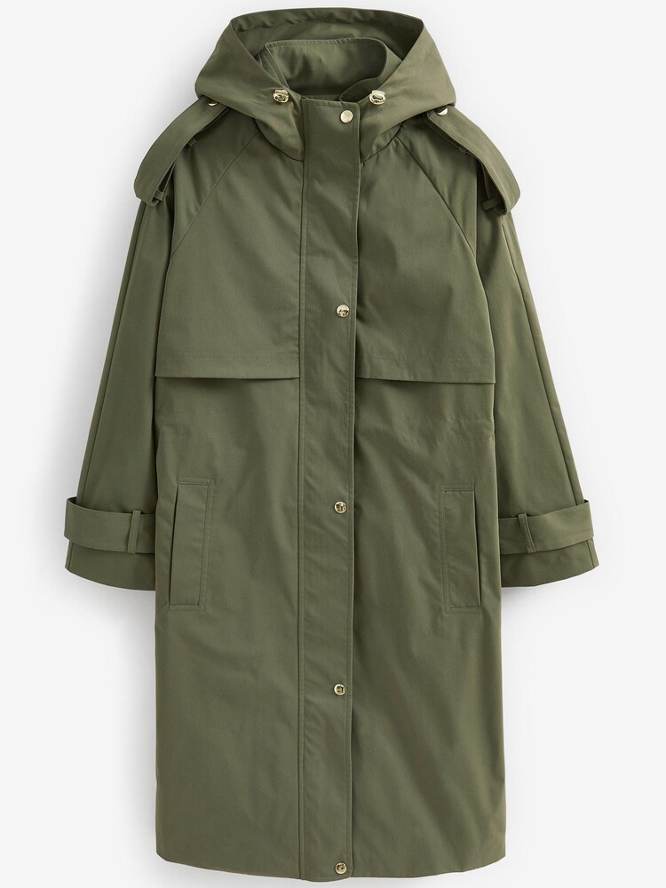 Khaki Green Lightweight Shower Resistant Parka Jacket - Image 5 of 6