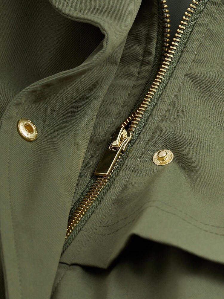 Khaki Green Lightweight Shower Resistant Parka Jacket - Image 6 of 6
