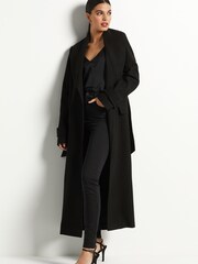 Black Belted Long Coat - Image 1 of 6