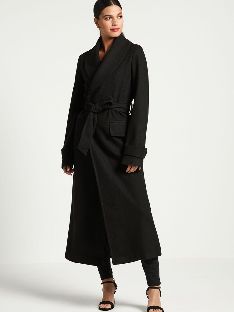 Black Belted Long Coat - Image 2 of 6