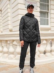 Black Quilted Lightweight Hooded Jacket - Image 2 of 6