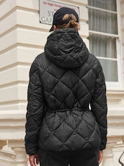 Black Quilted Lightweight Hooded Jacket - Image 3 of 6