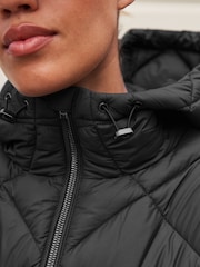 Black Quilted Lightweight Hooded Jacket - Image 4 of 6