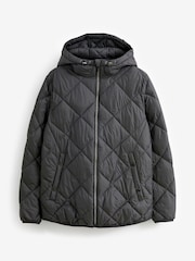 Black Quilted Lightweight Hooded Jacket - Image 5 of 6