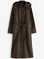 Chocolate Brown Long Waxed Effect Jacket - Image 1 of 4