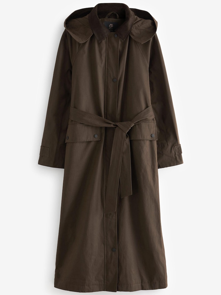 Chocolate Brown Long Waxed Effect Jacket - Image 1 of 4