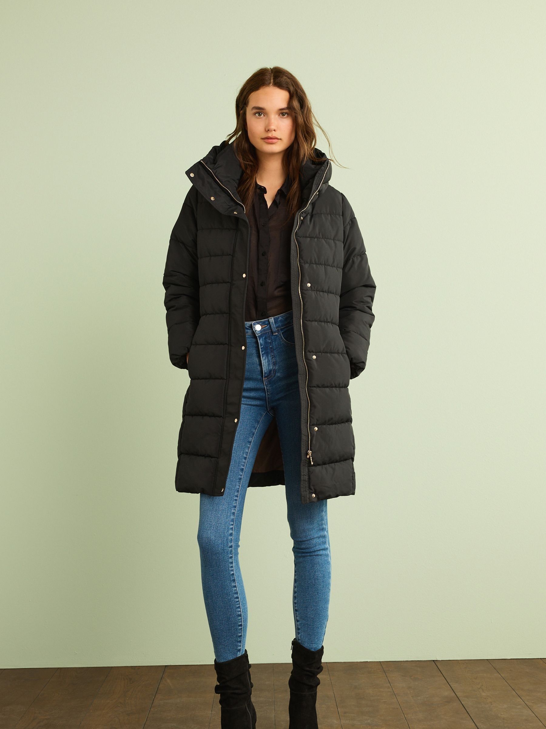 Buy Black Shower Resistant Hooded Padded Coat from Next Luxembourg