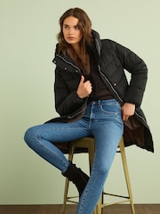 Black Shower Resistant Hooded Padded Coat - Image 2 of 8