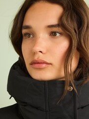 Black Shower Resistant Hooded Padded Coat - Image 4 of 8