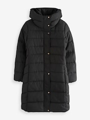 Black Shower Resistant Hooded Padded Coat - Image 6 of 8