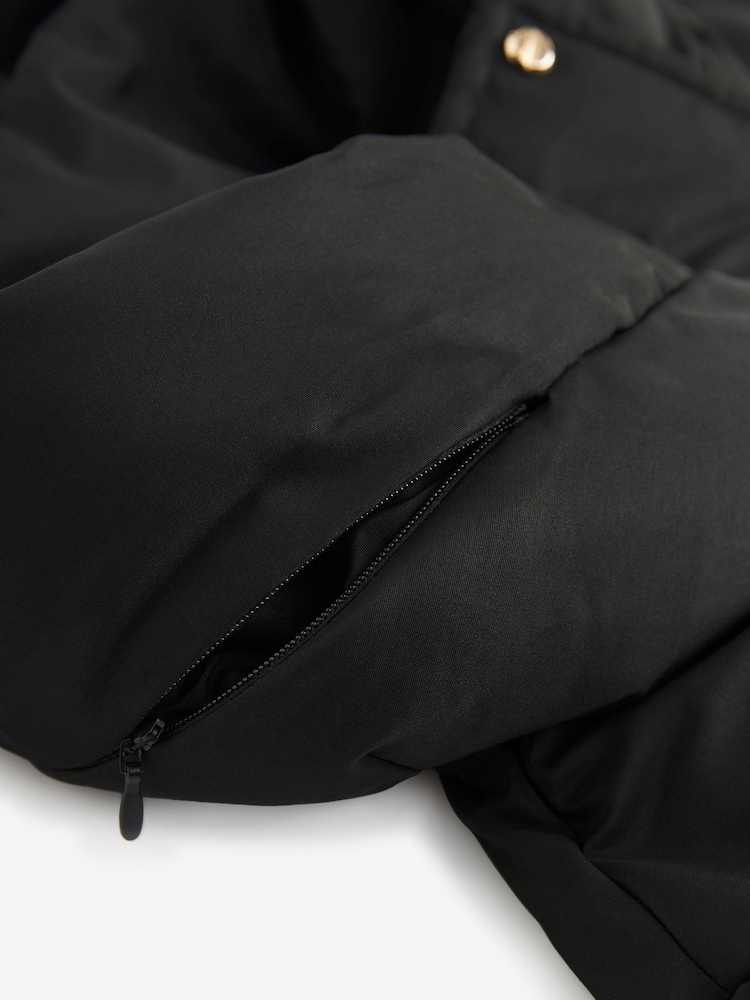 Black Shower Resistant Hooded Padded Coat - Image 8 of 8