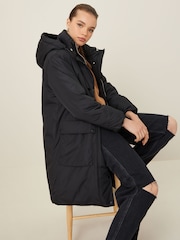 Black Longline Padded Coat - Image 1 of 10