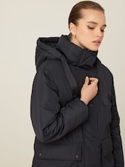 Black Longline Padded Coat - Image 4 of 10