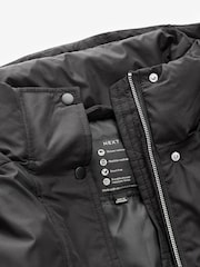 Black Longline Padded Coat - Image 8 of 10