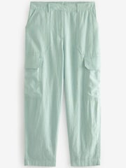 Light Blue Linen Blend Cargo Taper Trousers - Image 6 of 7