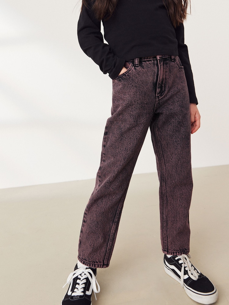 Pink Overdye Cotton Mom Jeans With Elasticated Waist (3-16yrs) - Image 1 of 6