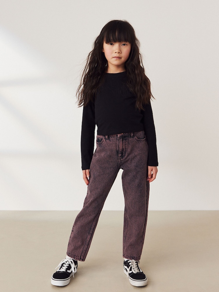 Pink Overdye Cotton Mom Jeans With Elasticated Waist (3-16yrs) - Image 2 of 6