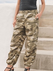 Camouflage Khaki Parachute Cotton Cargo Trousers - Image 3 of 7