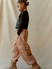 Rust Brown Jersey Lined Parachute Cargo Trousers (3-16yrs) - Image 3 of 7