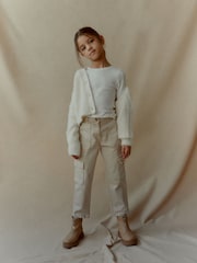 Neutral Straight Leg Cargo Trousers (3-16yrs) - Image 2 of 7