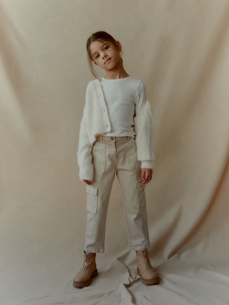 Neutral Straight Leg Cargo Trousers (3-16yrs) - Image 2 of 7