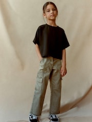 Khaki Green Straight Leg Cargo Trousers (3-16yrs) - Image 7 of 12
