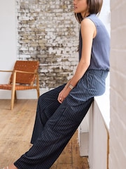 Navy Blue Stripe Smart Utility Cargo Wide Leg Trousers - Image 2 of 6