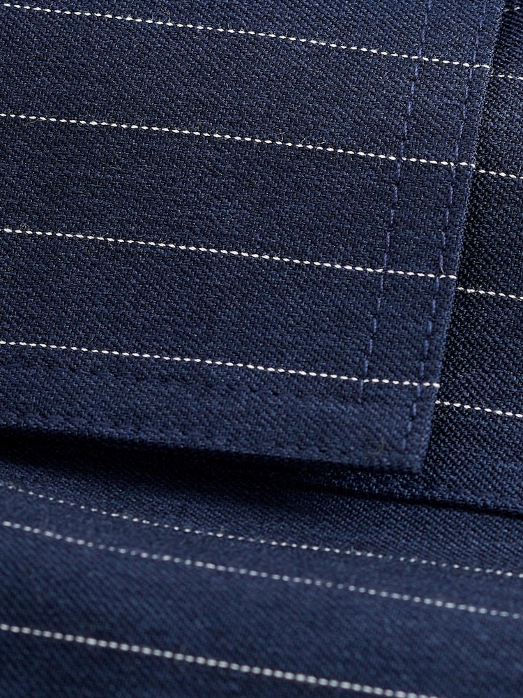 Navy Blue Stripe Smart Utility Cargo Wide Leg Trousers - Image 6 of 6
