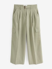 Khaki Green Stripe Smart Utility Cargo Wide Leg Trousers - Image 6 of 7