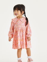 Pink Floral Long Sleeve Tea Dress (3mths-7yrs) - Image 4 of 7