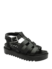 Ravel Black Fisherman Platform Sandals - Image 1 of 4