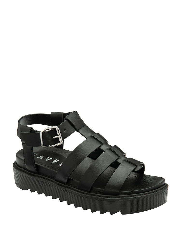 Ravel Black Fisherman Platform Sandals - Image 1 of 4