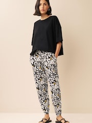 Black and White Floral Jersey Joggers - Image 1 of 7