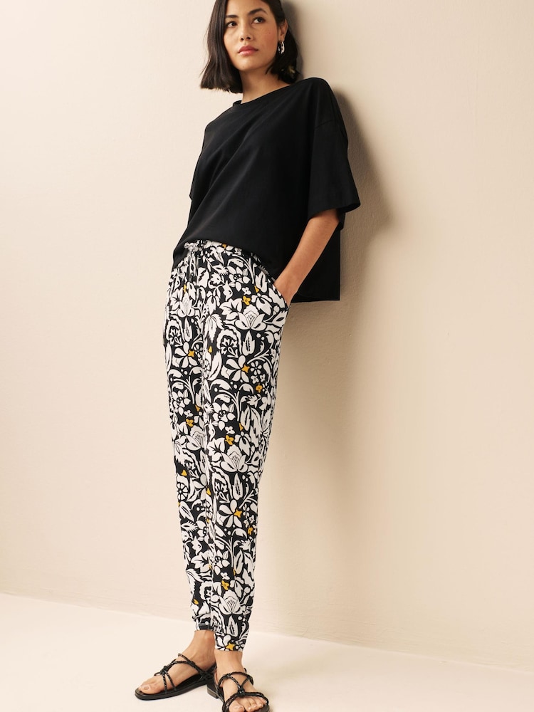 Black and White Floral Jersey Joggers - Image 2 of 7