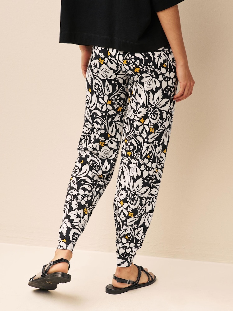 Imprimé floral noir et blanc - Joggers Jersey - Image 3 of 7