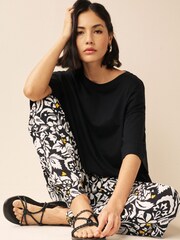 Black and White Floral Jersey Joggers - Image 4 of 7