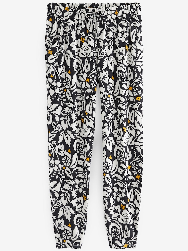 Imprimé floral noir et blanc - Joggers Jersey - Image 6 of 7