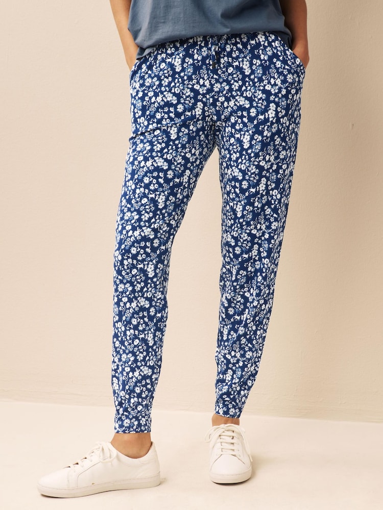Blue Floral Jersey Joggers - Image 1 of 6