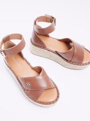 River Island Brown Wide Fit Espadrille Flatform Sandals - Image 2 of 5