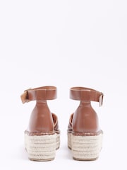 River Island Brown Wide Fit Espadrille Flatform Sandals - Image 3 of 5