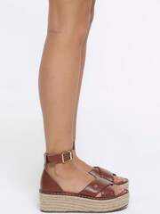 River Island Brown Wide Fit Espadrille Flatform Sandals - Image 5 of 5