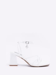 River Island White Strappy Block Heeled Sandals - Image 1 of 4