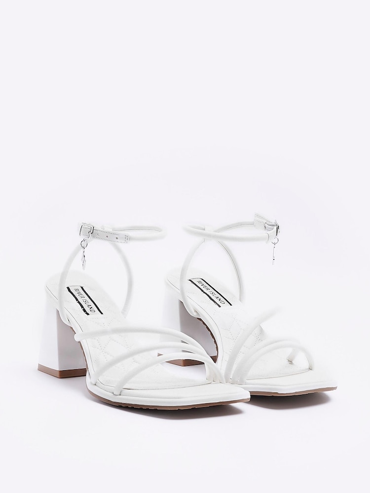 River Island White Strappy Block Heeled Sandals - Image 2 of 4 River Island White Strappy Block Heeled Sandals - Image 2 of 4