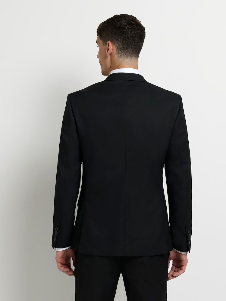 River Island Black Skinny 100% Cotton Twill Suit Jacket - Image 2 of 5 River Island Black Skinny 100% Cotton Twill Suit Jacket - Image 2 of 5